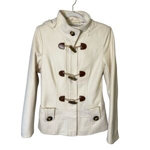 Le Chateau Cream Utility Wool Blend Jacket with Brown Toggle Accents Size XS